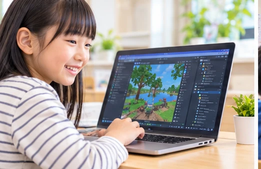 オリジナルのゲーム作品を制作する子ども